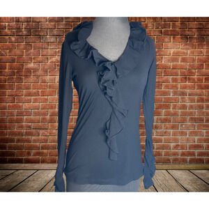 Hugo Boss Blouse With Ruffles - Black - Size Medium